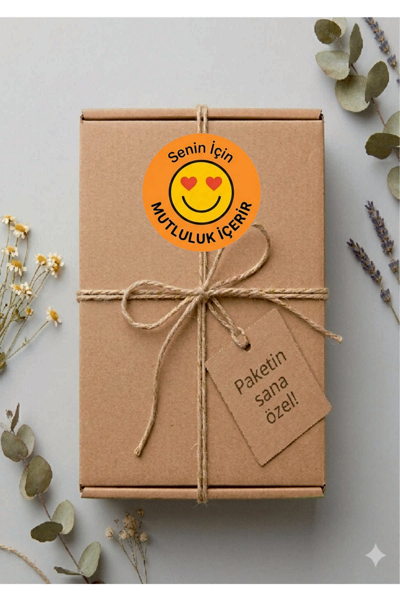 Paketleme Kutularına Özel Tasarım Etiketler 4 cm Çapında 15 Adet