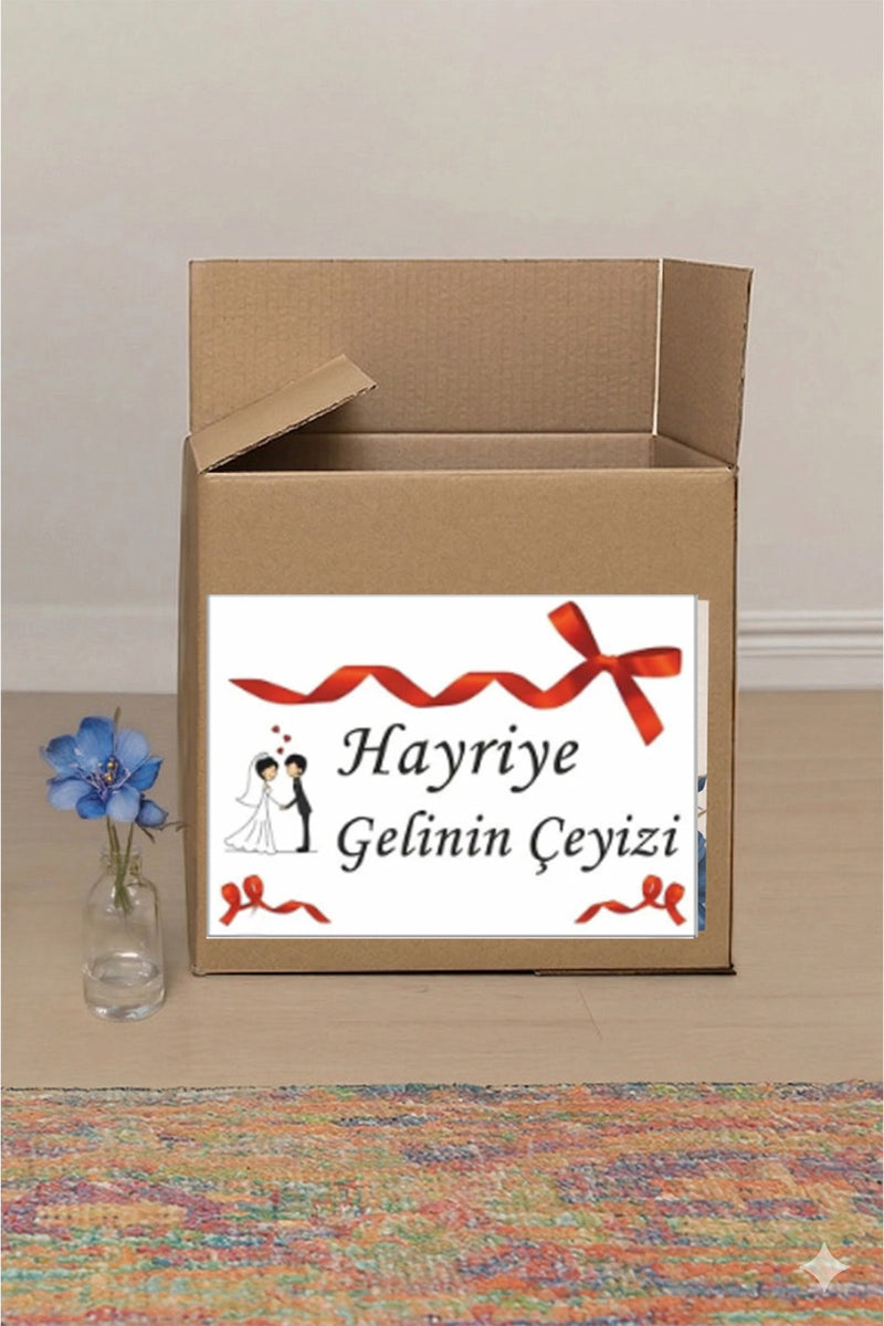 Isimli Özel Çeyiz Etiketi - 3 Farklı boyutta Toplam 46 adet Kendinden Yapışkanlı Etiket