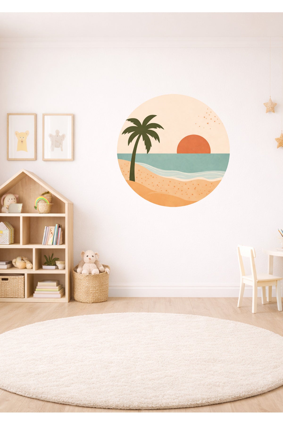 Soft Pastel Renklerde Doğa Manzarası Çocuk Odası Duvar Sticker Seti