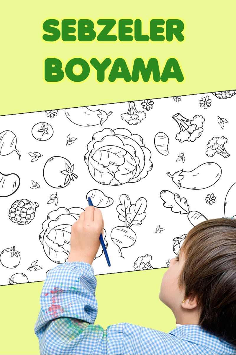 Boyama Sebzeleri Seviyorum Eğlenceli Tatil Etkinlik Aktivite Dev Boyama Kağıdı