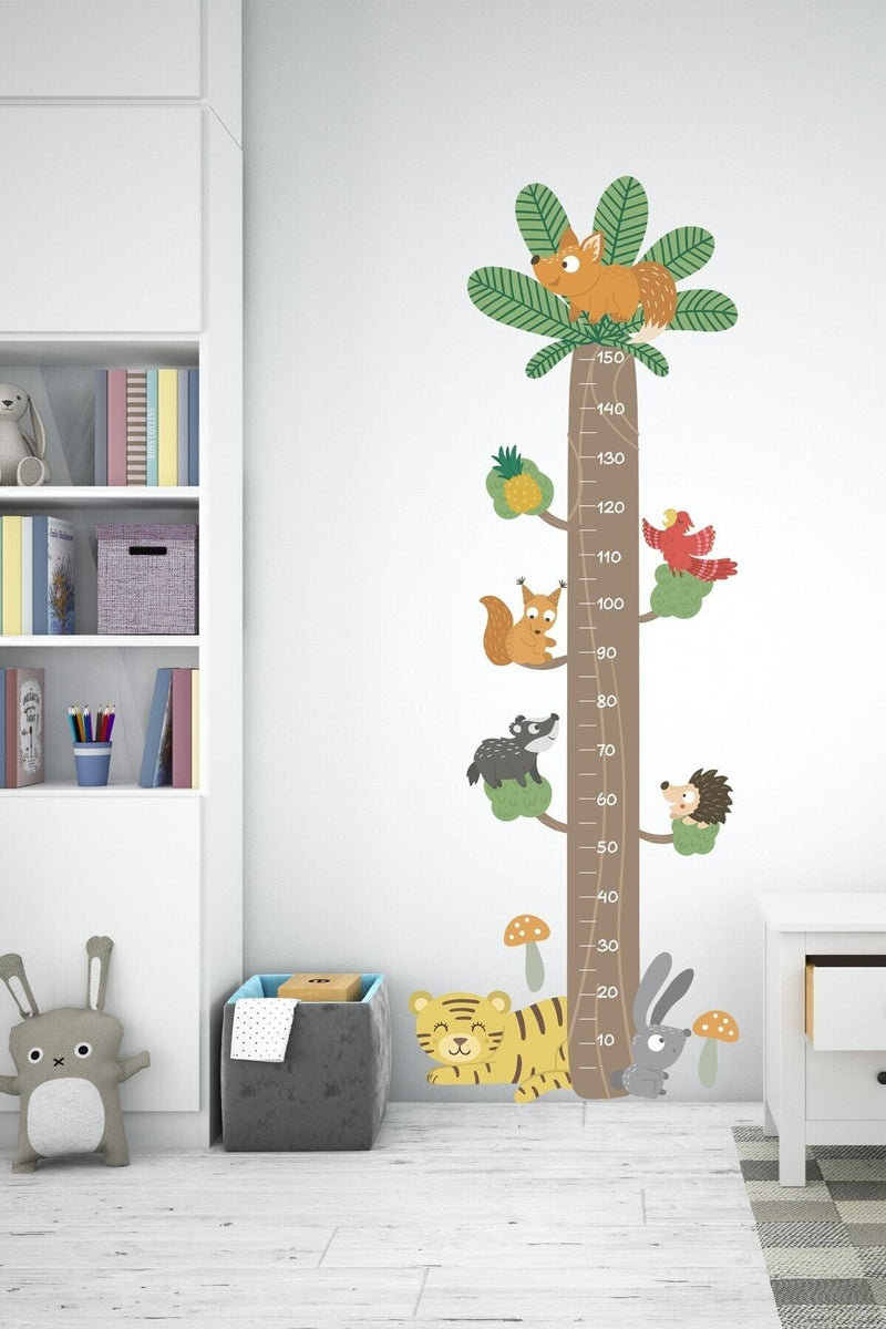 Orman Canlıları Boy Ölçer Duvar Sticker