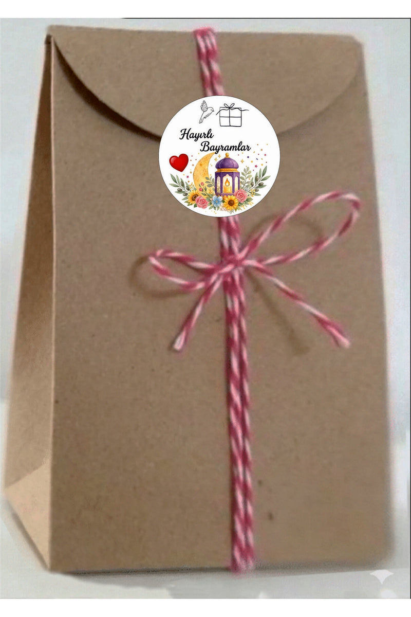 Hayırlı Bayramlar yazılı, Paketleme Kutularına Özel Tasarım Etiketler 4 cm Çapında 15 Adet Etiket