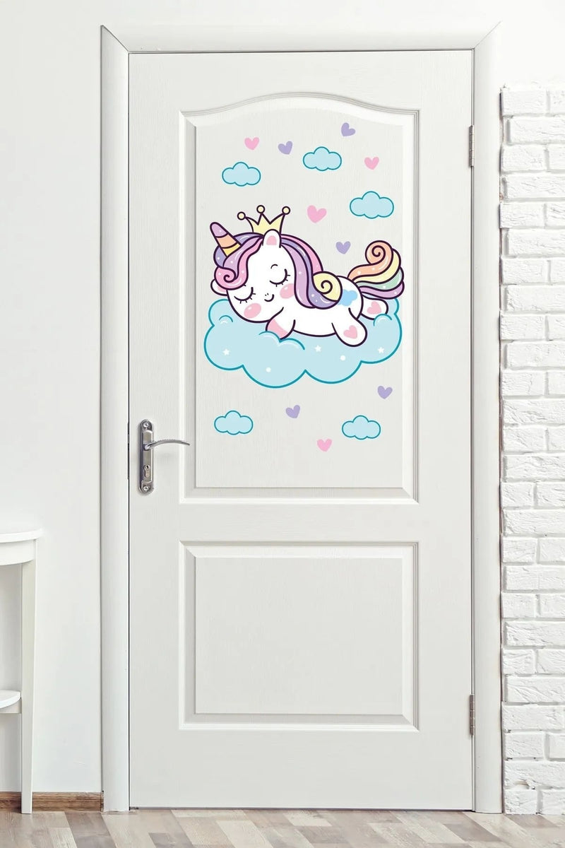 - Sim36 - Unicorn Kapı - Cam - Duvar Sticker Seti Renkli