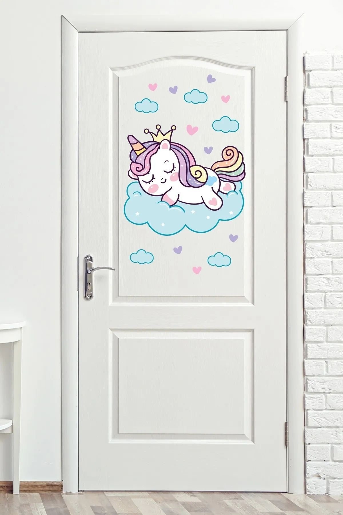 - Sim36 - Unicorn Kapı - Cam - Duvar Sticker Seti Renkli