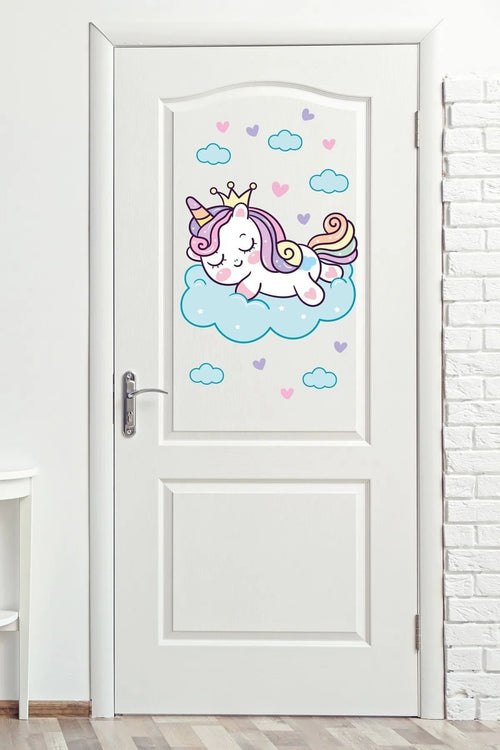 - Sim36 - Unicorn Kapı - Cam - Duvar Sticker Seti Renkli