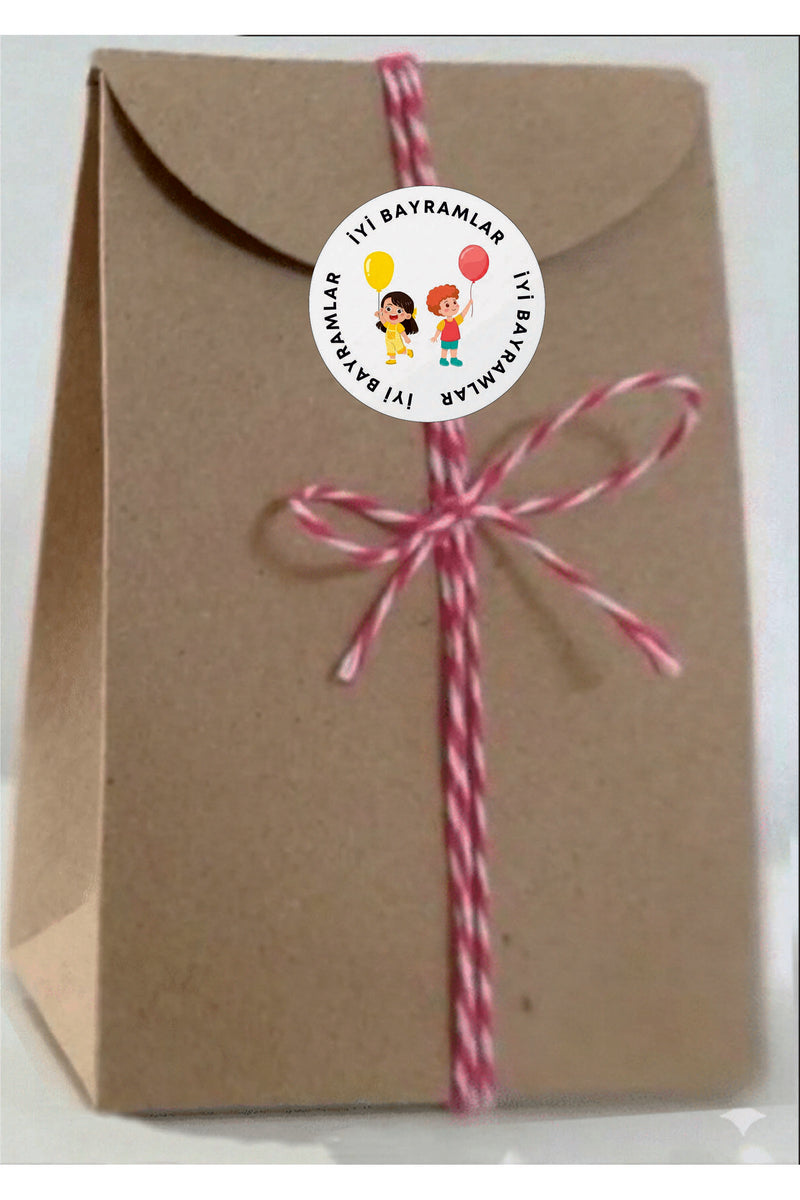 İyi Bayramlar yazılı, Paketleme Kutularına Özel Tasarım Etiketler 4 cm Çapında 15 Adet Etiket