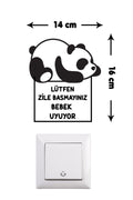 - Zile Basmayın Bebek Uyuyor - Panda Priz - Zil Üstü Sticker