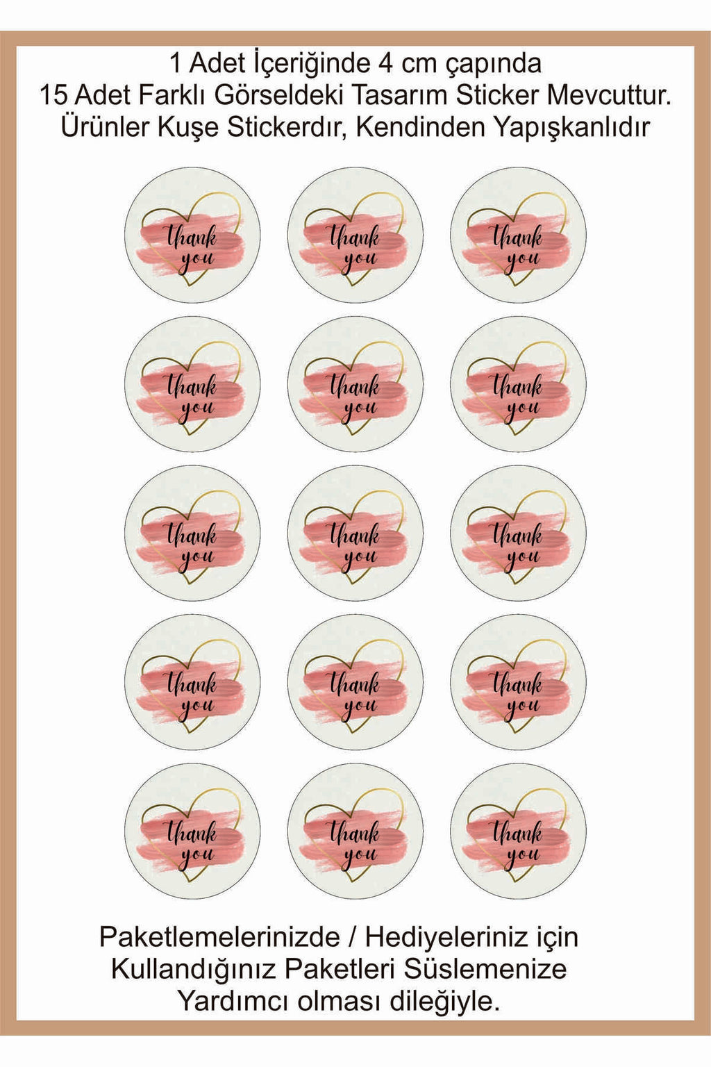 Paketlemeye özel 30 adet sticker, (farklı trend modeller ile mağazamızda kampanyalı olarak satışta)