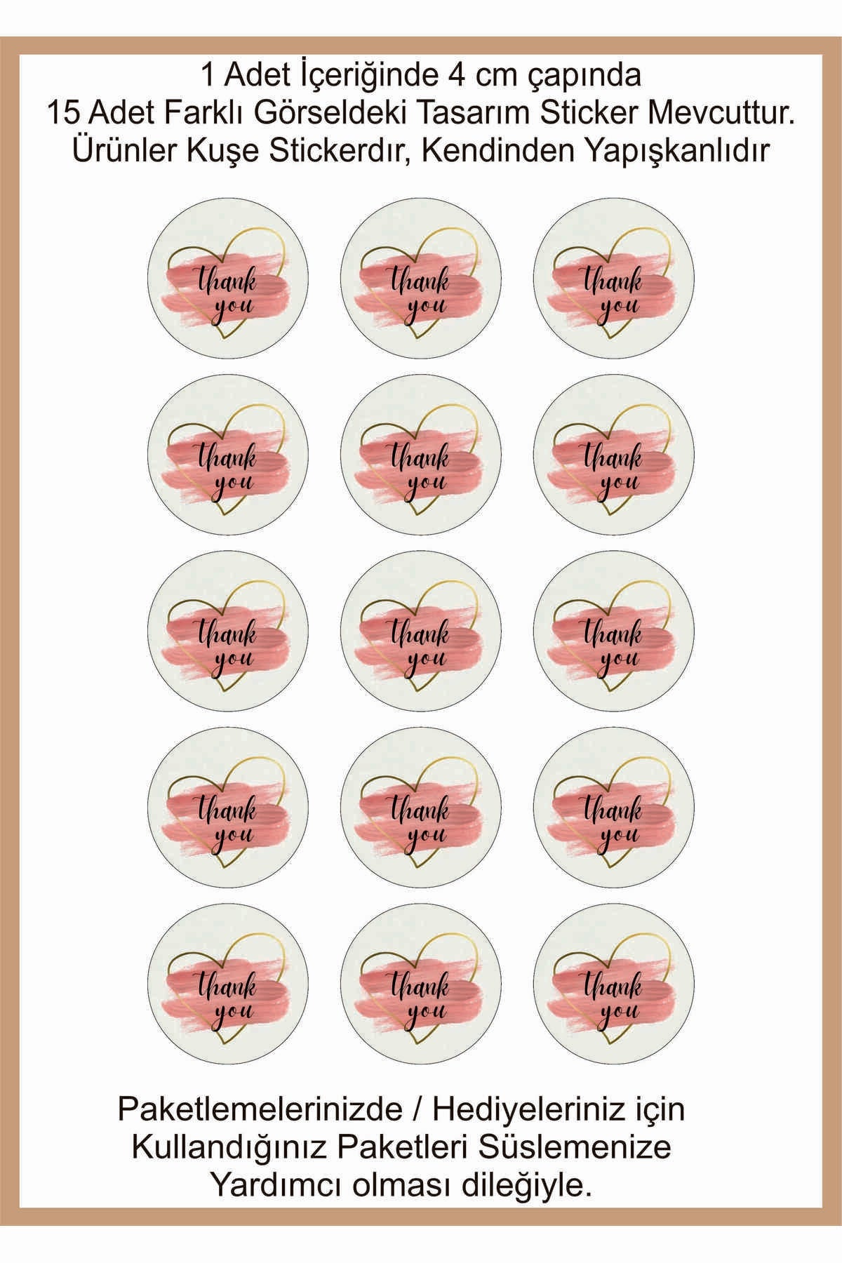 Paketlemeye özel 30 adet sticker, (farklı trend modeller ile mağazamızda kampanyalı olarak satışta)