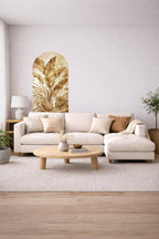 Soft Renk Oval Tropikal Yapraklar Arch Duvar Sticker Seti