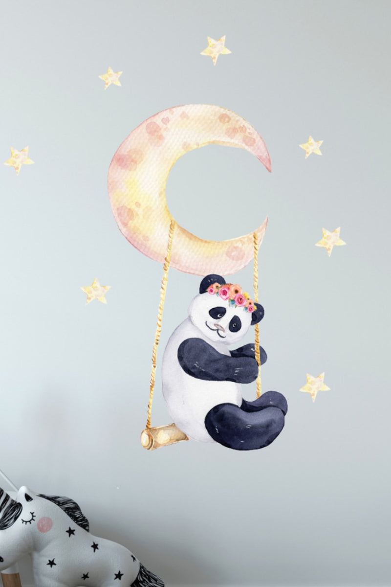 Salıncaklı Panda Duvar Sticker Seti