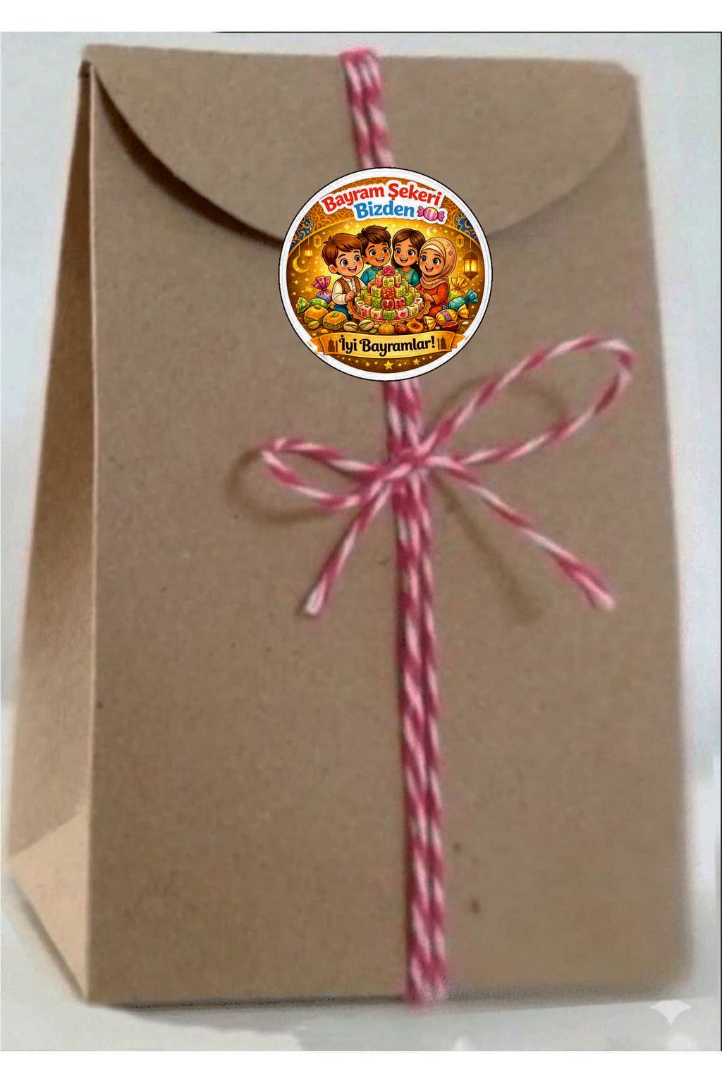 İyi Bayramlar yazılı, Paketleme Kutularına Özel Tasarım Etiketler 4 cm Çapında 15 Adet Etiket