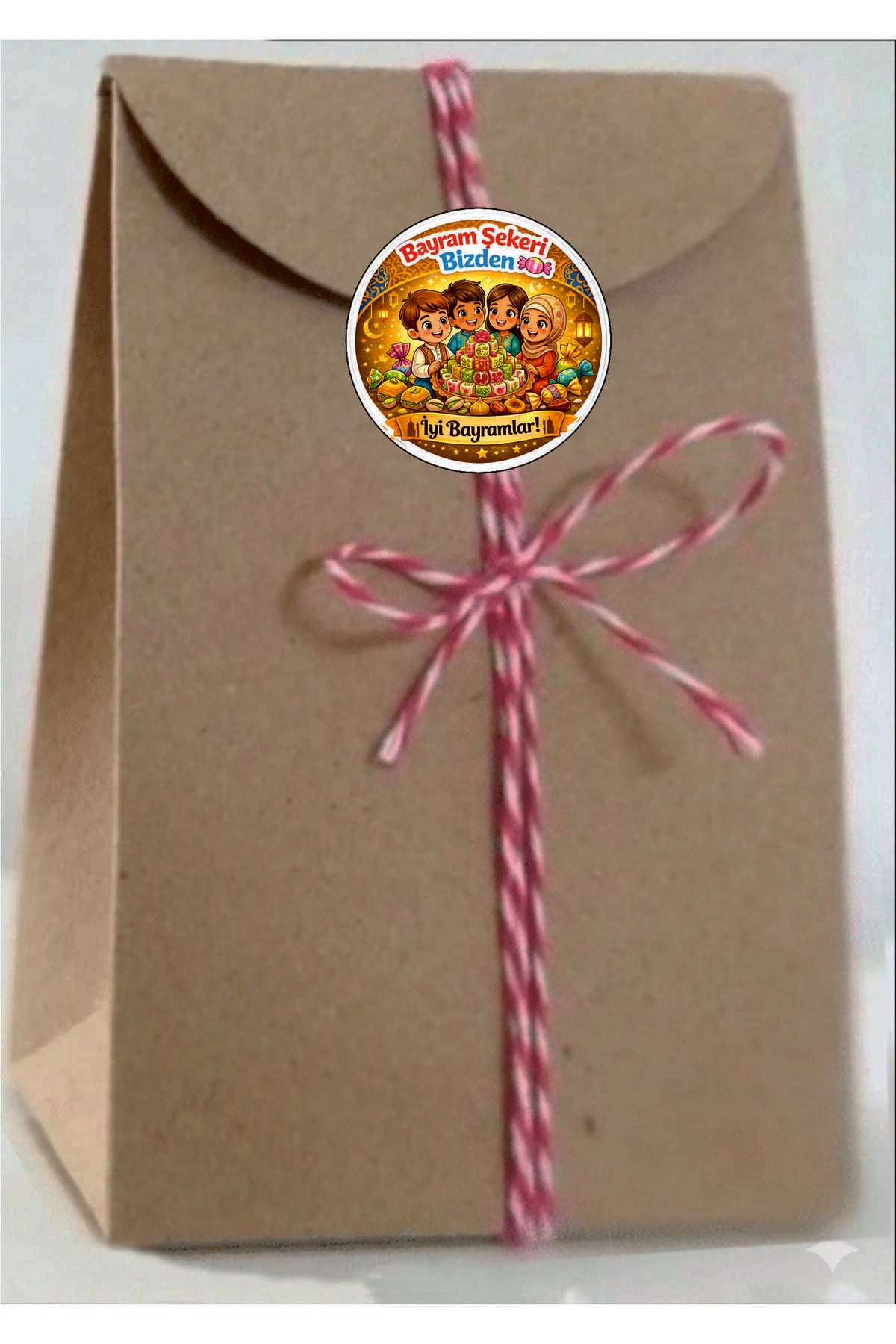 İyi Bayramlar yazılı, Paketleme Kutularına Özel Tasarım Etiketler 4 cm Çapında 15 Adet Etiket