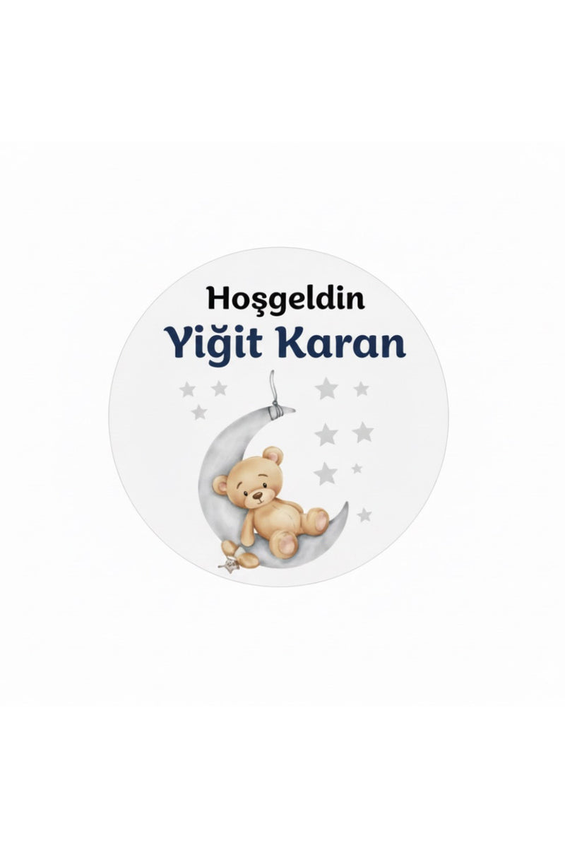 Kişiye Özel Doğum Günü Veya Hoşgeldin Bebek Etiketi. Çap 3cm 70 Adet Yapışkanlı Etiket
