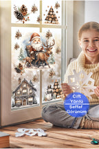 Yılbaşı Retro Nostaljik Kış Temalı Yeniyıl Dekoratif Cam Sticker Set