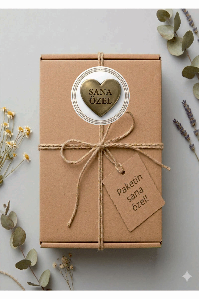 Paketleme Kutularına Özel Tasarım Etiketler 4 cm Çapında 15 Adet Sizin için sevgiyle hazırlandı