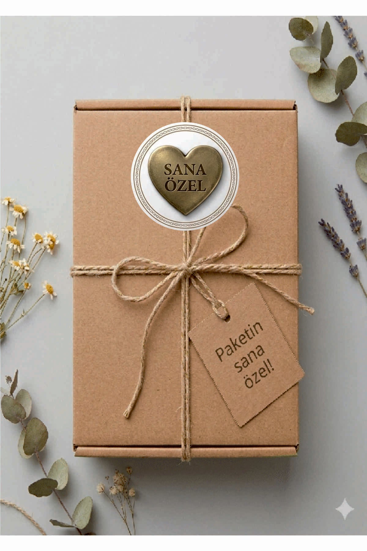 Paketleme Kutularına Özel Tasarım Etiketler 4 cm Çapında 15 Adet Sizin için sevgiyle hazırlandı