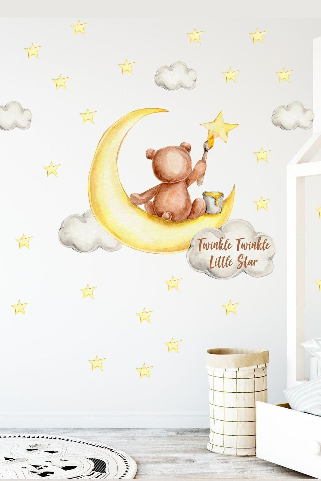 Yıldız Ressamı Sevimli Ayıcık Çocuk Odası Duvar Sticker Seti - Sim761