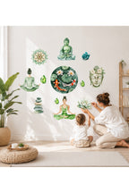 Zen Yoga Stüdyo Duvar Sticker Seti Mandala Lotus Kristal Budha Dekor Etiket Seti