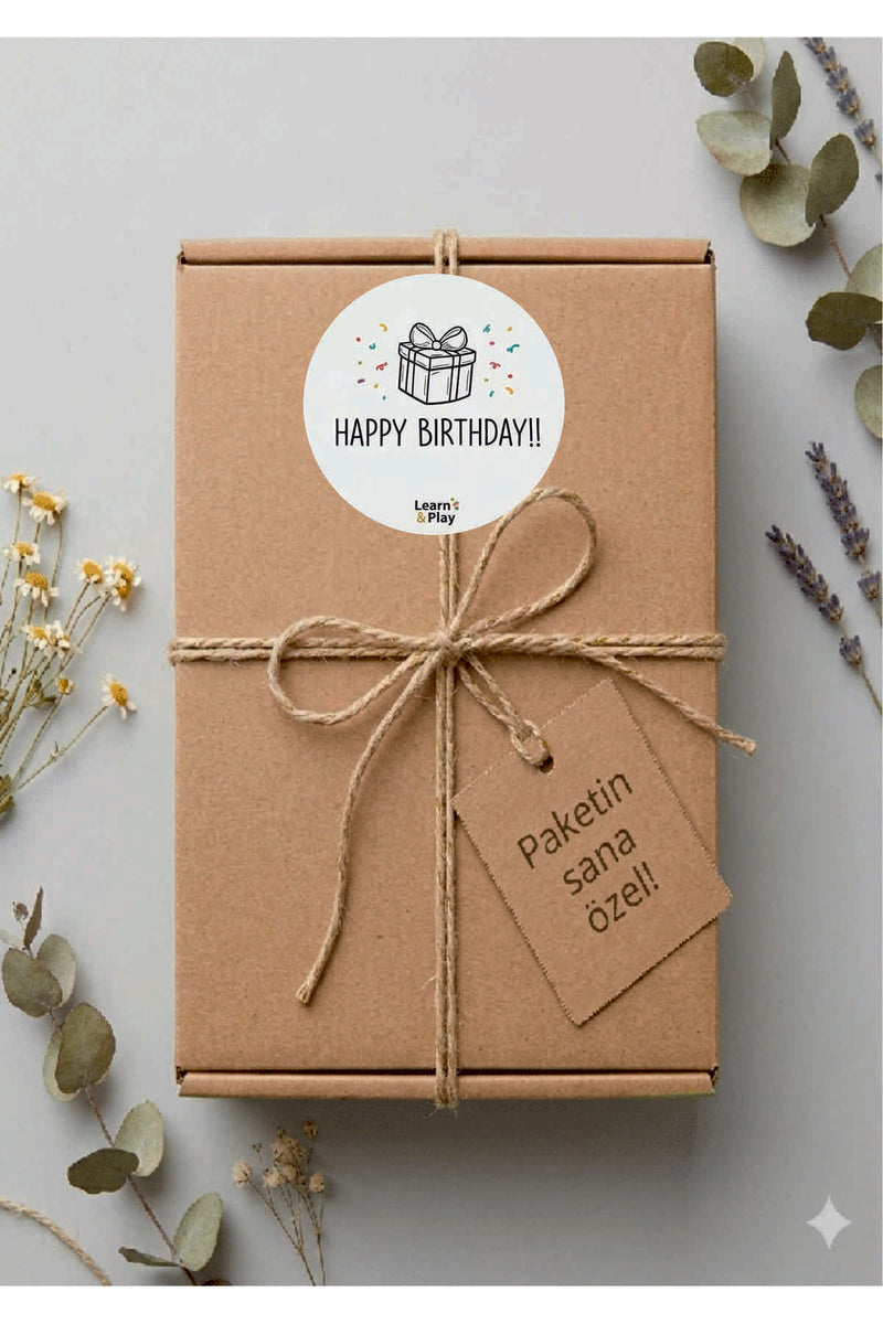 Doğum Günü tebrik sticker seti, 4x4 cm 15 adet Etiket seti