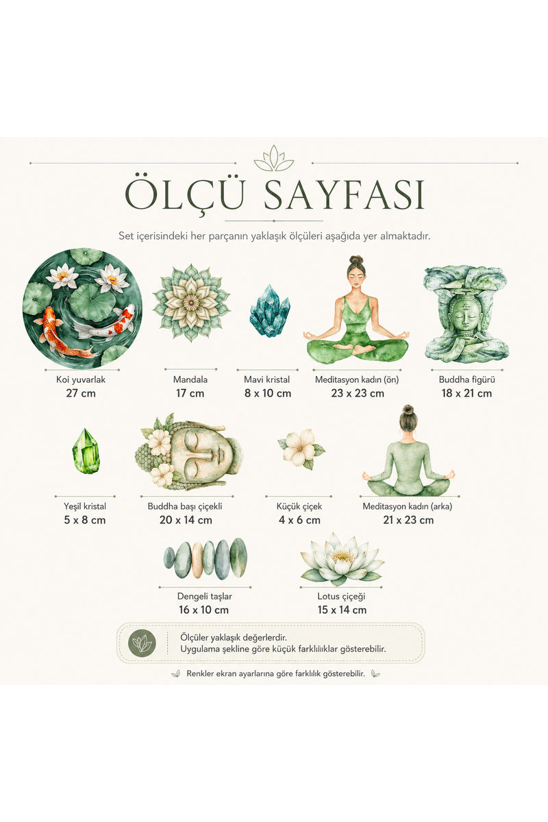 Zen Yoga Stüdyo Duvar Sticker Seti Mandala Lotus Kristal Budha Dekor Etiket Seti
