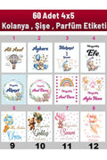 Kişiye Özel Kolonya ve Çikolata Etiketleri - Baby Shower Sticker (4x5 cm, 60Adet)