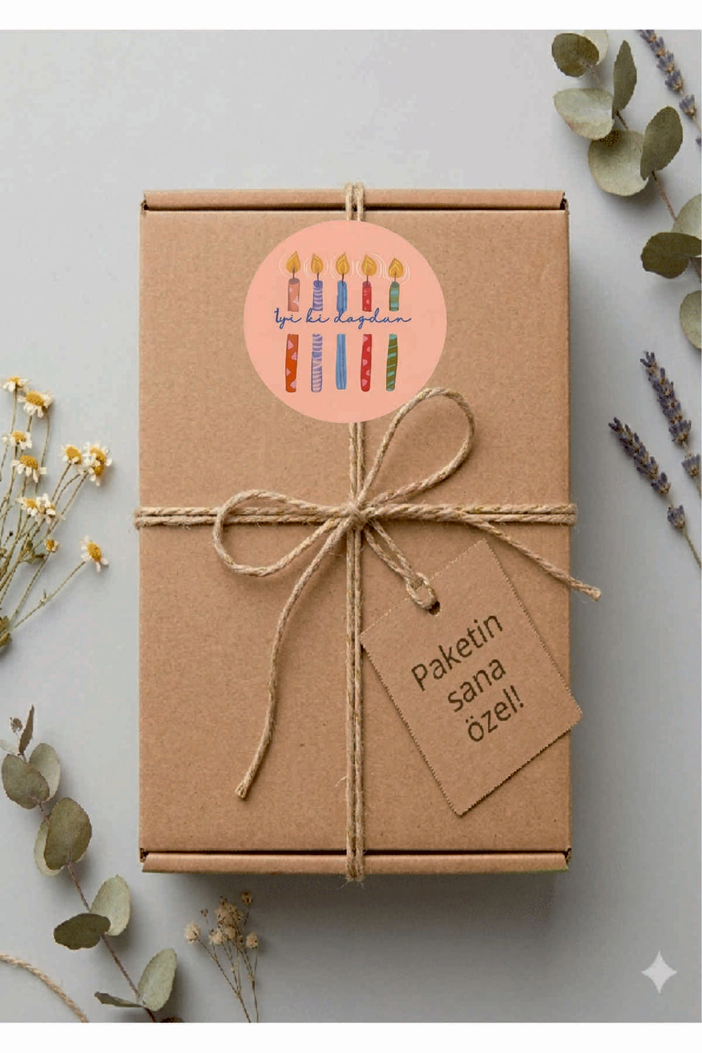 Doğum Günü tebrik sticker seti, 4x4 cm 15 adet Etiket seti