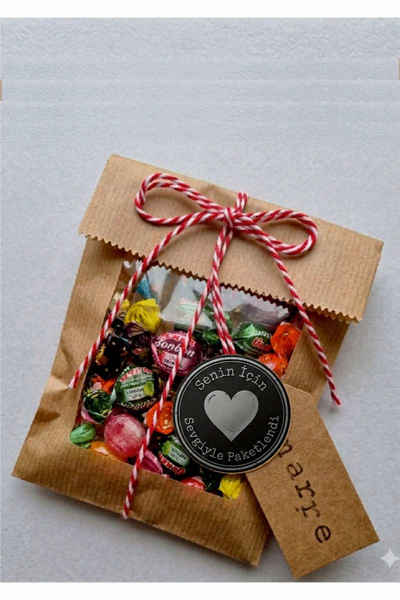 Paketleme Kutularına Özel Tasarım Etiketler 4 cm Çapında 15 Adet Sizin için sevgiyle hazırlandı