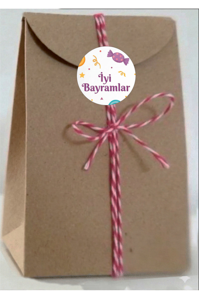 İyi Bayramlar yazılı, Paketleme Kutularına Özel Tasarım Etiketler 4 cm Çapında 15 Adet Etiket