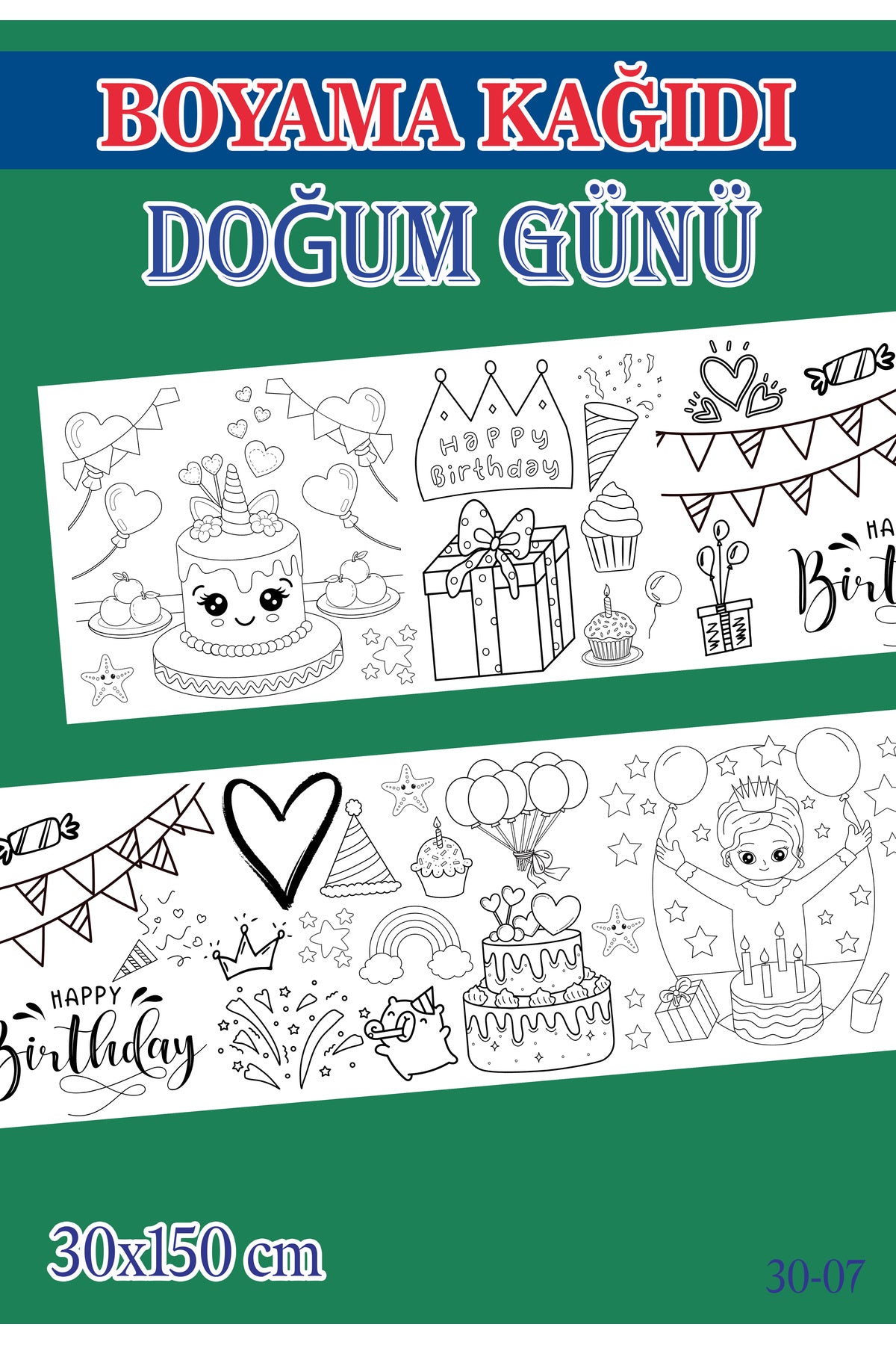 1,5 mt Doğum Günü Tema Çocuk Aktivite Dev Boyama Kağıdı