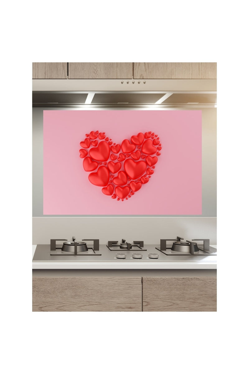 Romantik Kalp Renkli Mutfak Ocak Arkası Sticker