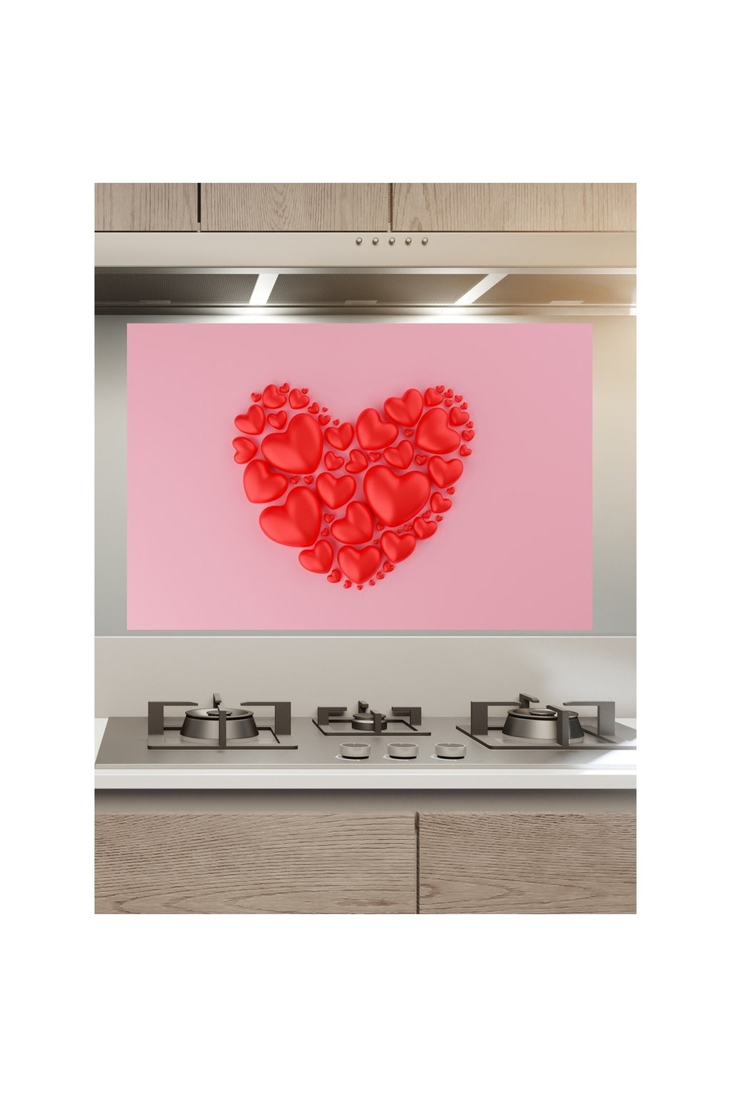 Romantik Kalp Renkli Mutfak Ocak Arkası Sticker