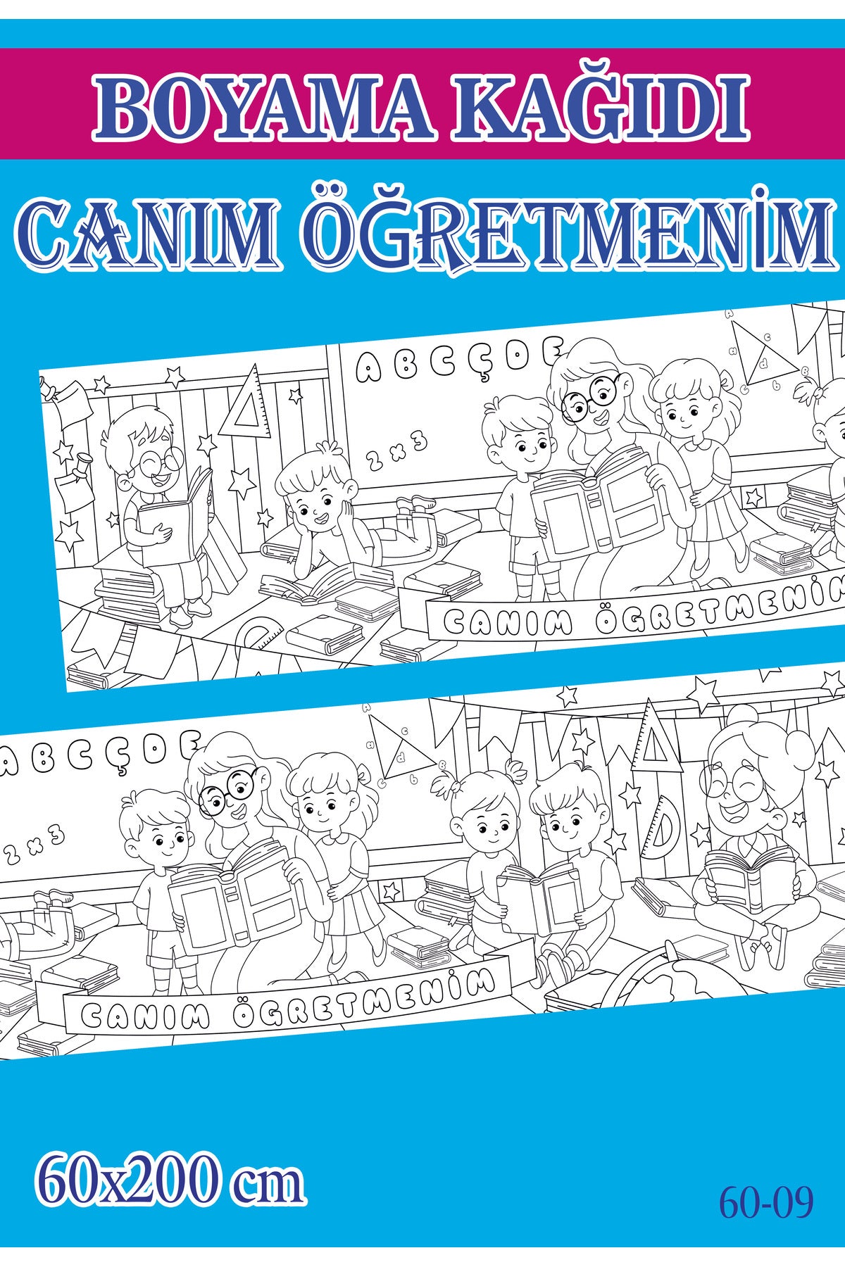 2 mt Canım Öğretmenim Tema Çocuk Aktivite Dev Boyama Kağıdı