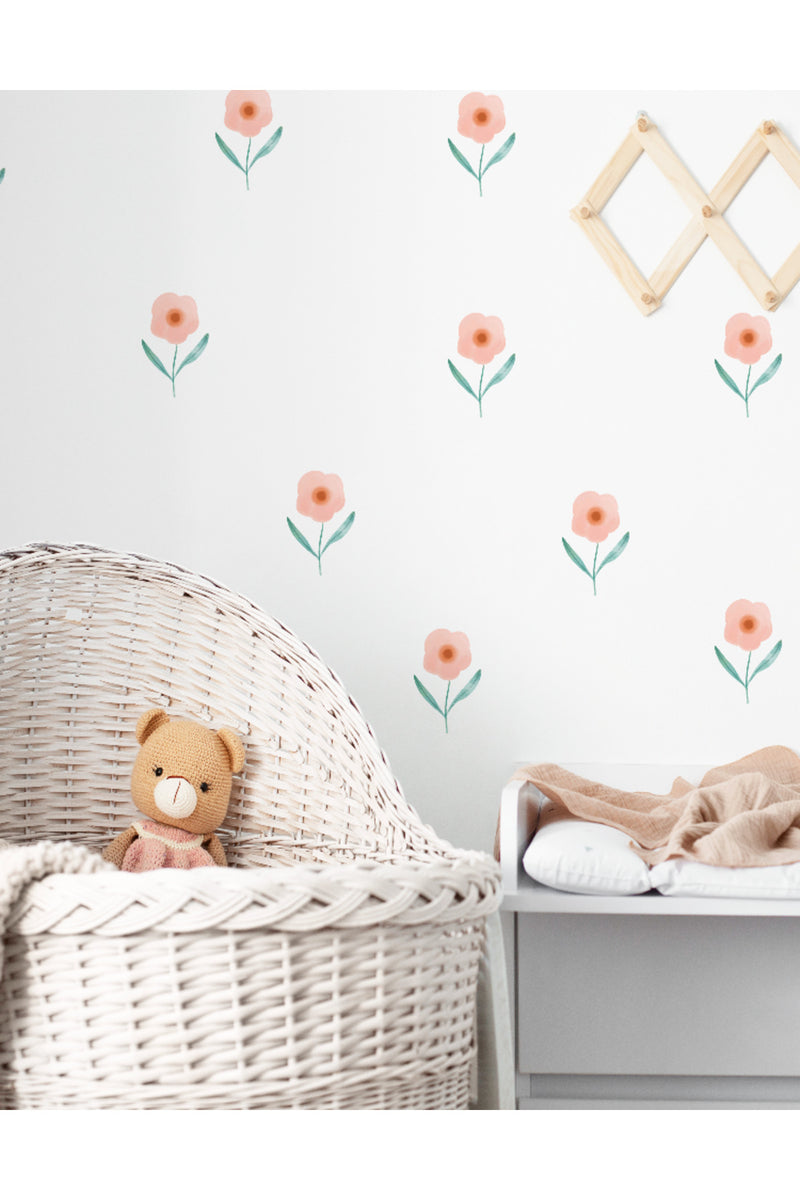 Pembe Çiçek Rüyası Bebek Odası Süsleme Duvar Sticker
