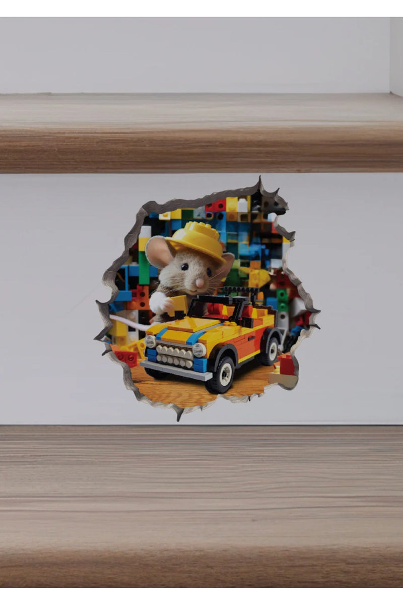 - Lego Oynayan Fare - Mini Dekoratif Sticker Çıkartma