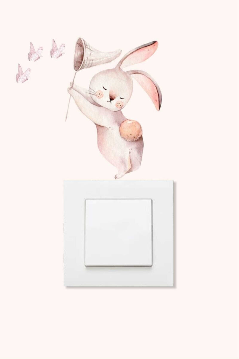 Yıldız Avcısı Tavşan Çocuk Odası Priz Sticker