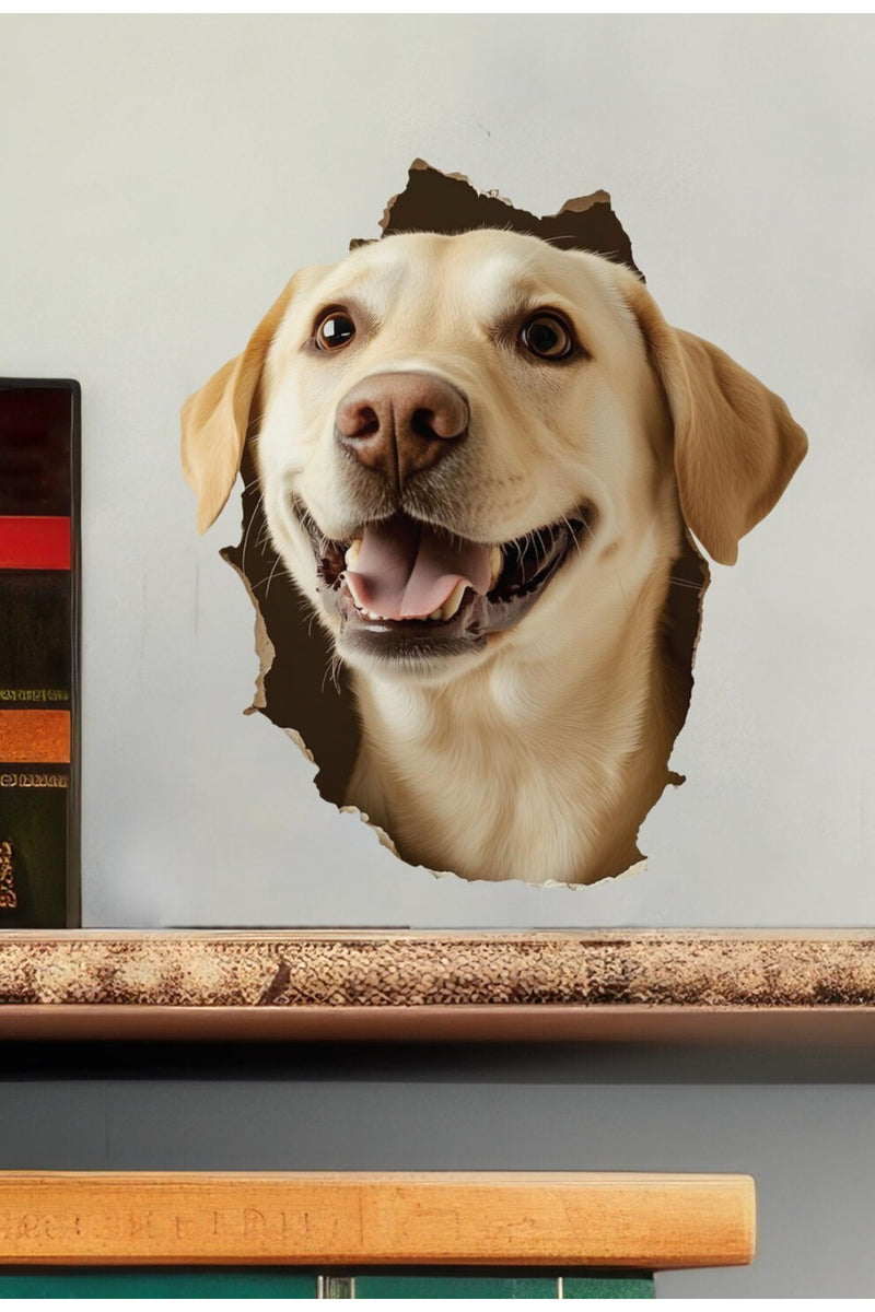 - Kırık Duvar Sevimli Köpekler Tema Dekoratif Duvar Sticker