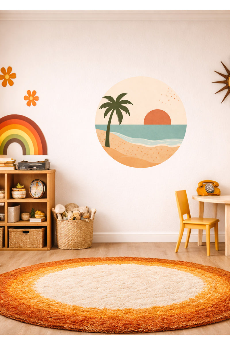 Soft Pastel Renklerde Doğa Manzarası Çocuk Odası Duvar Sticker Seti
