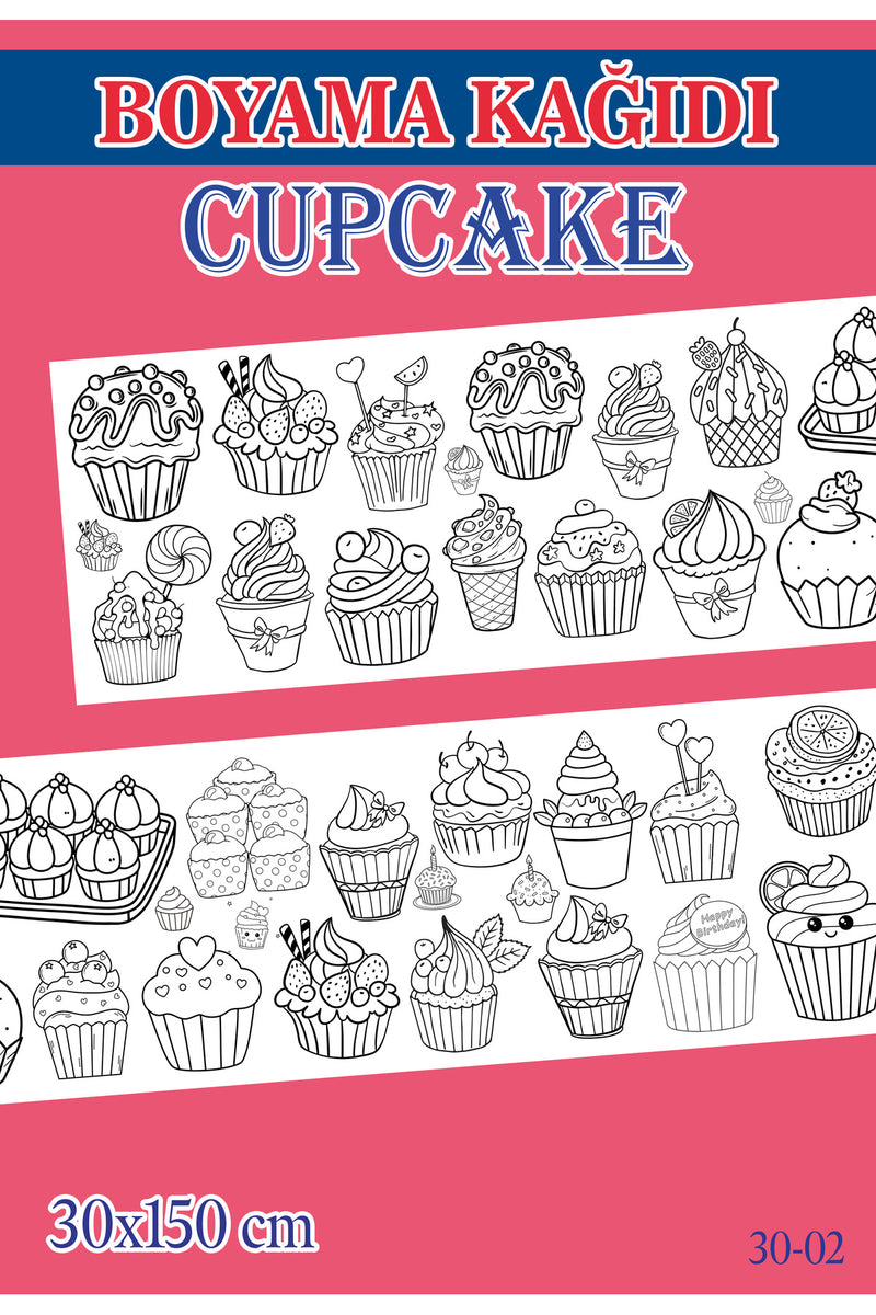 1,5 mt Cupcake Tema Çocuk Aktivite Dev Boyama Kağıdı