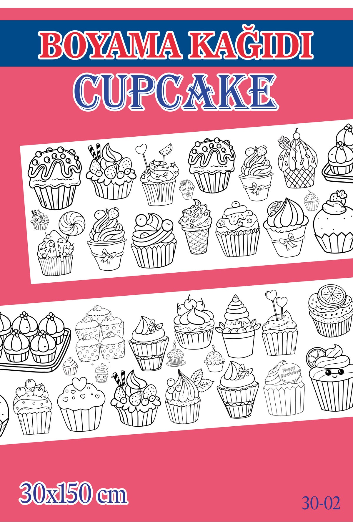 1,5 mt Cupcake Tema Çocuk Aktivite Dev Boyama Kağıdı