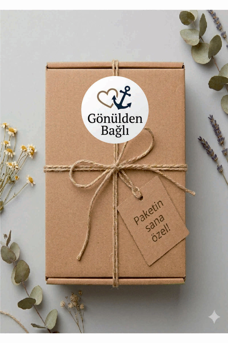 Paketleme Kutularına Özel Tasarım Etiketler 4 cm Çapında 15 Adet Sizin için sevgiyle hazırlandı
