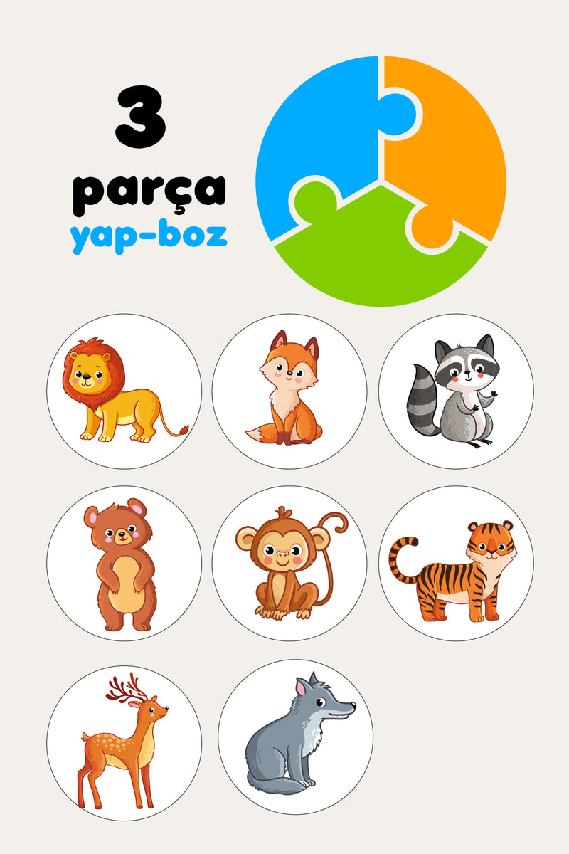 SimKids Orman Hayvanları Temalı 2+ Yap-boz Puzzle Dikkat Geliştiren Zeka Oyunu