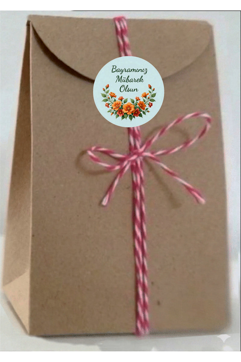 Bayramınız Mübarek Olsun yazılı, Paketleme Kutularına Özel Etiketler 4 cm Çapında 15 Adet Etiket