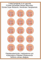 Doğum Günü tebrik sticker seti, 4x4 cm 15 adet Etiket seti