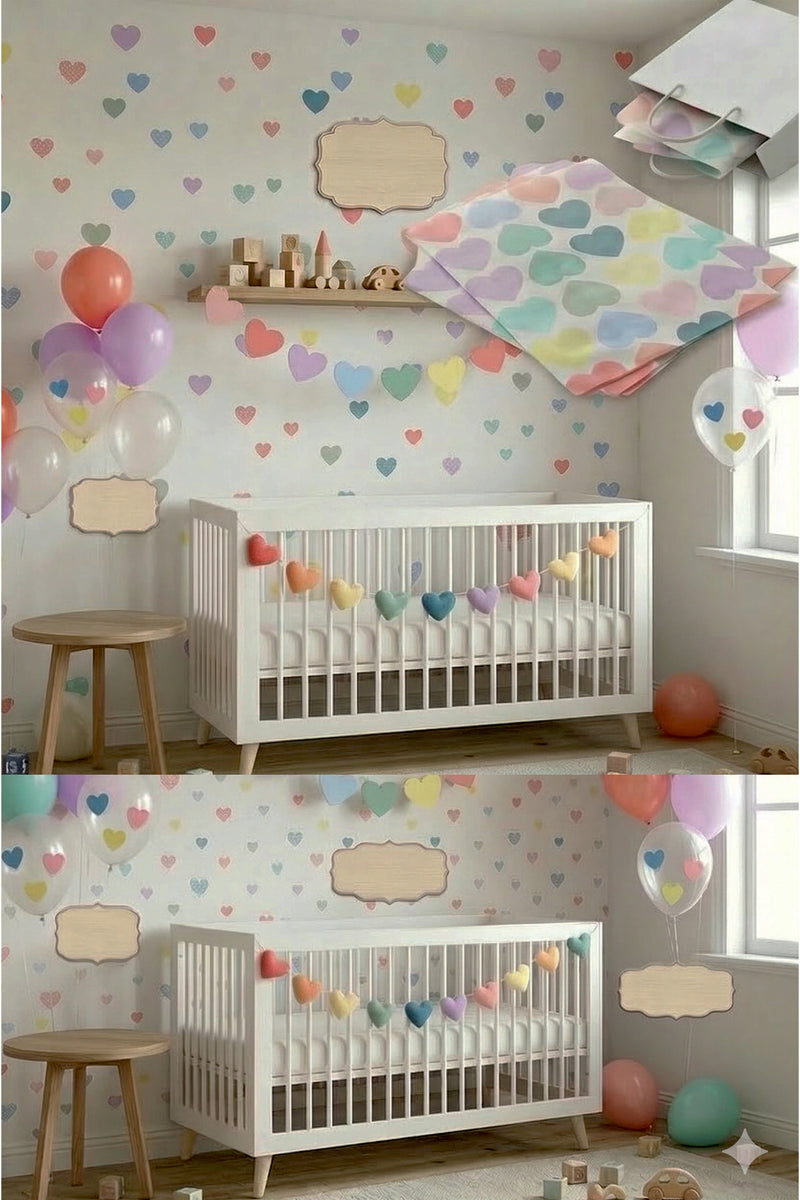 Karışık pastel renkli kalp sticker, 3,7 cm, 96 adet kuşe sticker