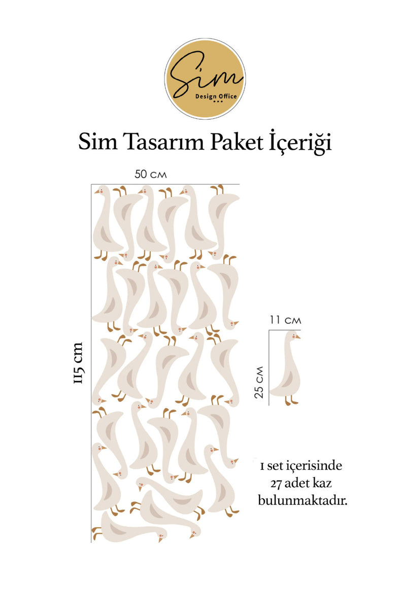 Pastel Ton Boho Kazlar Bebek Çocuk Odası Dekoratif Duvar Sticker Seti