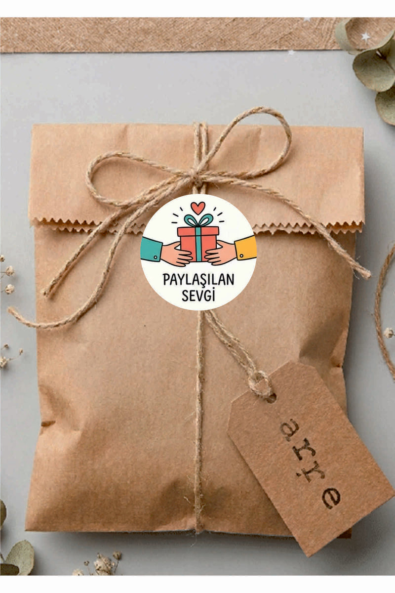 Paketleme Kutularına Özel Tasarım Etiketler 4 cm Çapında 15 Adet Sizin için sevgiyle hazırlandı