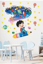 Kalem Uzay-Roket Okula Dönüş Anaokulu Kreş Okul Çocuk Odası Duvar Kapı Sticker