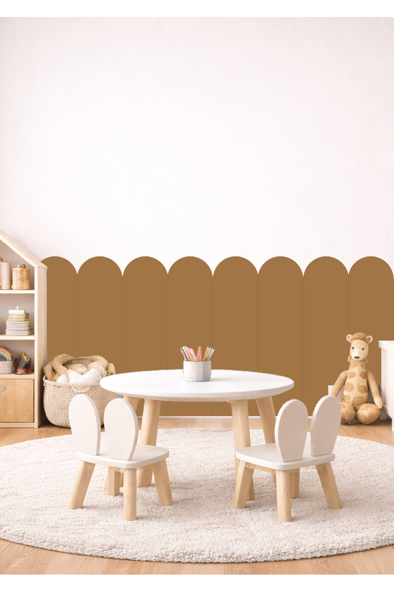 Oval Kavisli Çizgili Duvar Kaplama Panel Folyosu Sticker Seti