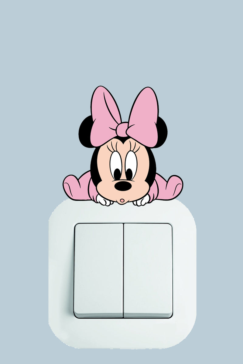 Popüler Kız Çocuk Karakterli Dekoratif Priz Sticker - Minnie